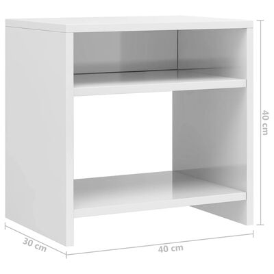 vidaXL Нощни шкафчета, бяло със силен гланц, 2 бр, 40x30x40 см, ПДЧ