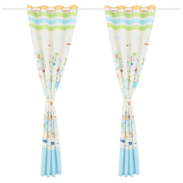 vidaXL Детски блекаут завеси с принт, 2 бр, 140x240 см, опознай света