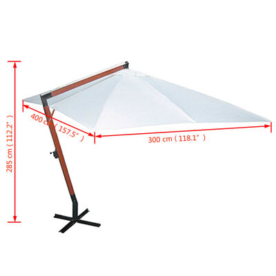 vidaXL Свободновисящ чадър за слънце, 300 х 400 см, бял