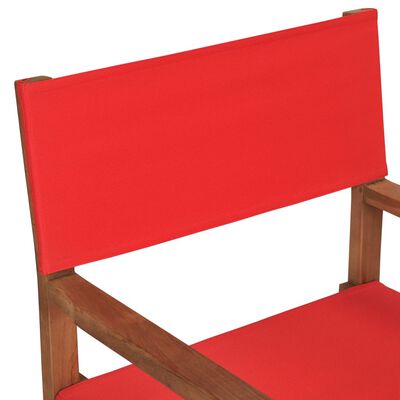 vidaXL Режисьорски стол, масивно тиково дърво, червен