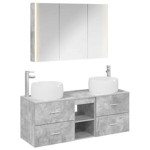 vidaXL Комплект мебели за баня 4 pcs Бетонно сиво