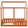 vidaXL Рамка за детско легло къща, восъчнокафява, 70x140 см, бор масив