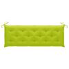 vidaXL Градинска пейка с яркозелена възглавница, 150 см, тик масив