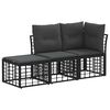 vidaXL Комплект дивани за открито с възглавница 3 pcs Черно Полиестер