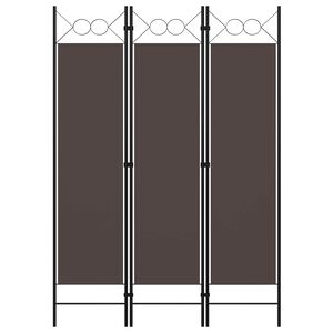 vidaXL Параван за стая, 3 панела, кафяв, 120x180 см