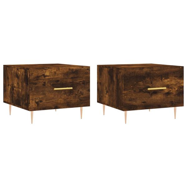 vidaXL Кафе маси, 2 бр, опушен дъб, 50x50x40 см, инженерно дърво