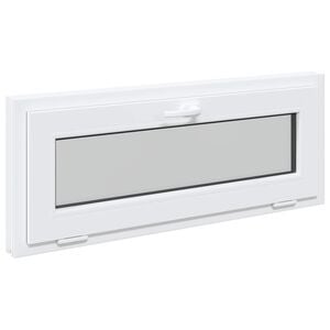 vidaXL Прозорец за мазе RISOR 110 x 40 cm PVC и стъкло Бяло