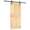 vidaXL Плъзгаща врата с монтажни части, 95x210 см, борово дърво масив