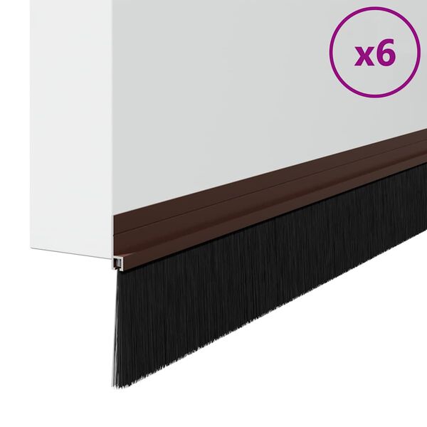 vidaXL Самозалепващи се четки за уплътняване на врати 6 pcs Кафяво