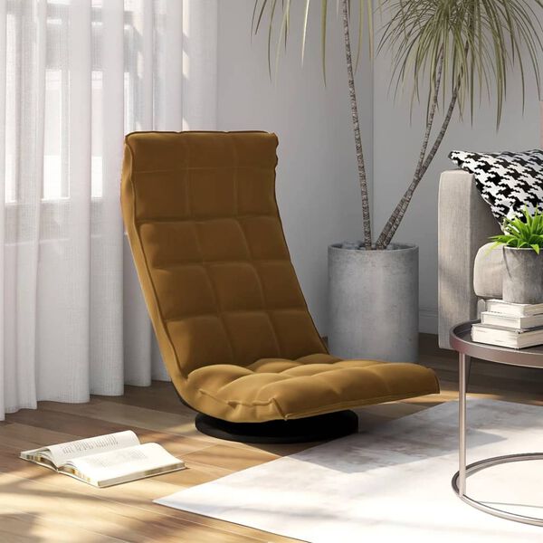 vidaXL Въртящ се подов стол, кафяв, кадифе