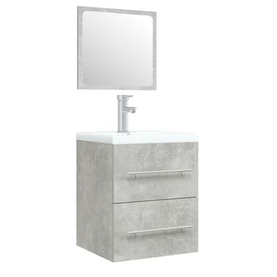 vidaXL Шкаф за мивка с вградена мивка, бетонно сив, инженерно дърво