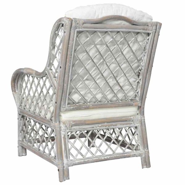 vidaXL Диван с възглавница, сив, естествен ратан и лен