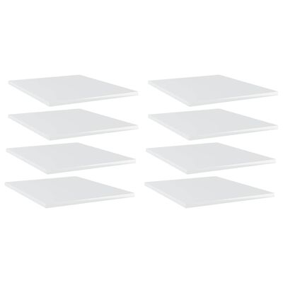 vidaXL Рафтове за етажерка, 8 бр, бял гланц, 40x50x1,5 см, ПДЧ