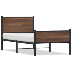 vidaXL Метална рамка за легло без матрак Кафяв дъб 80x200 cm