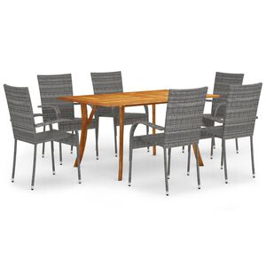 vidaXL Градински трапезен комплект, 7 части, сив