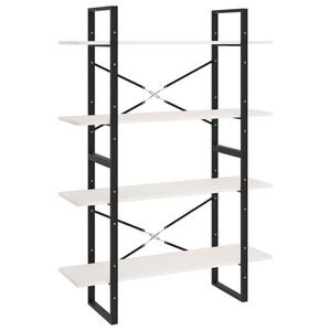 vidaXL 4-етажна библиотека, бяла, 100x30x140 см, борово дърво масив