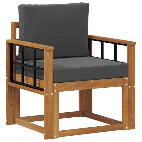 vidaXL Външен диван Солидно акациево дърво и полиестер Естествен