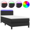 vidaXL Боксспринг легло с матрак и LED черно 100x200см изкуствена кожа