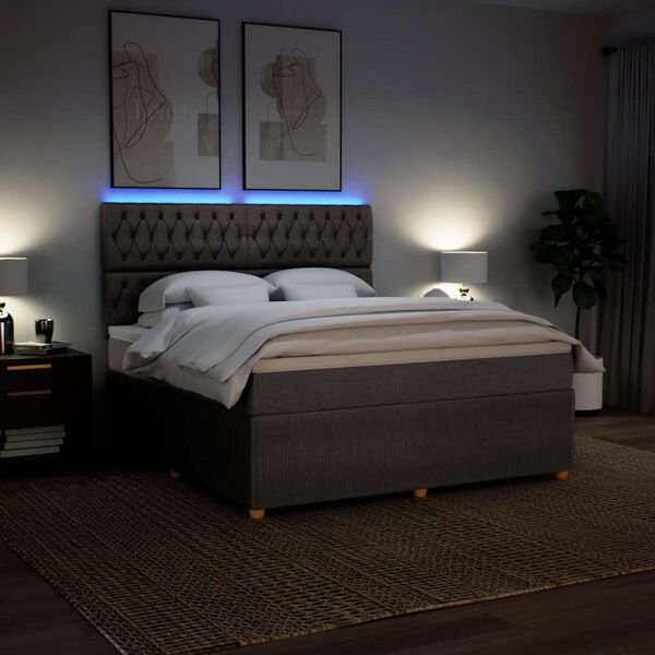 vidaXL Боксспринг легло с матрак, таупе, 180x200 см, плат