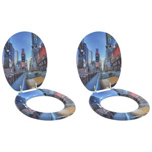 vidaXL Мека затваряща се тоалетна седалка 2 бр. Сив 44 x 38 см ПДЧ