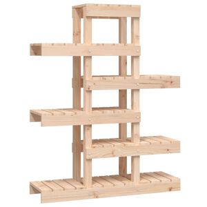 vidaXL Поставка за цветя, 85x25x109,5 см, бор масив