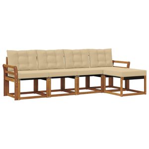 vidaXL Комплект дивани за открито 5 pcs Натурален и Бежов