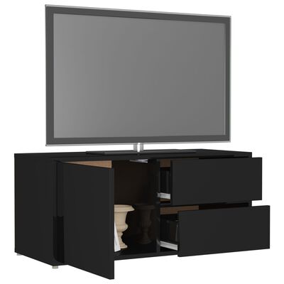vidaXL ТВ шкаф, черен гланц, 80x34x36 см, ПДЧ