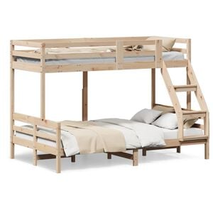 vidaXL Двуетажно легло, 80x200/120x200 см, борово дърво масив