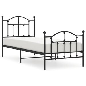 vidaXL Метална рамка за легло с горна и долна табла, черна, 80x200 см
