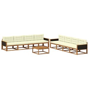 vidaXL Комплект дивани за открито 9 pcs Натурален и Крема