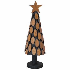 vidaXL Коледно дърво с поставка Кафяво 61 cm Тиково дърво масив