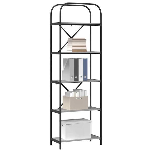 vidaXL Рафт за книги Сив Сонома 60 x 30 x 183 см Инженерно дърво