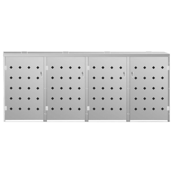 vidaXL Четворен навес за кофа за смет 240 л, неръждаема стомана