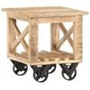 vidaXL Помощна маса с колелца 40x40x42 см грубо мангово дърво
