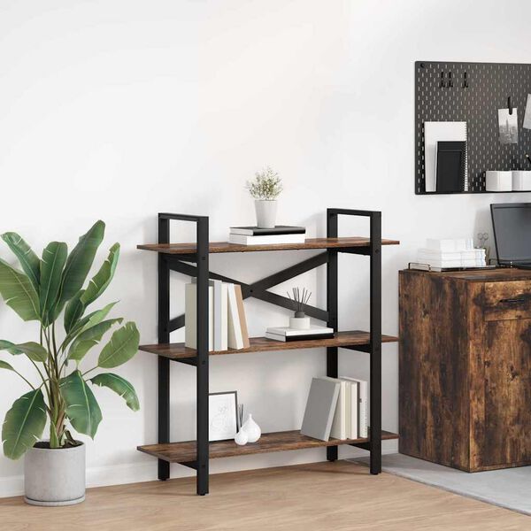 vidaXL Рафт за книги Димян дъб 100 x 33,5 x 102 см Инженерно дърво