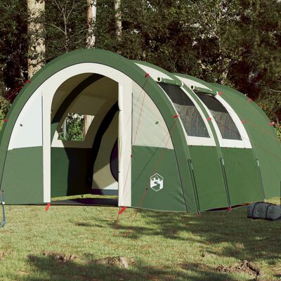vidaXL Къмпинг палатка тунелна, 4-местна, зелена, водоустойчива