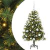 vidaXL Изкуствена коледна елха с хингед и шишарки Зелен 150 cm