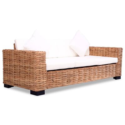 vidaXL 3-местен диван, естествен ратан