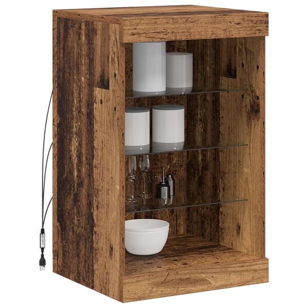 vidaXL LED конзолна маса Старо дърво 41 x 37 x 67 см Инженерно дърво