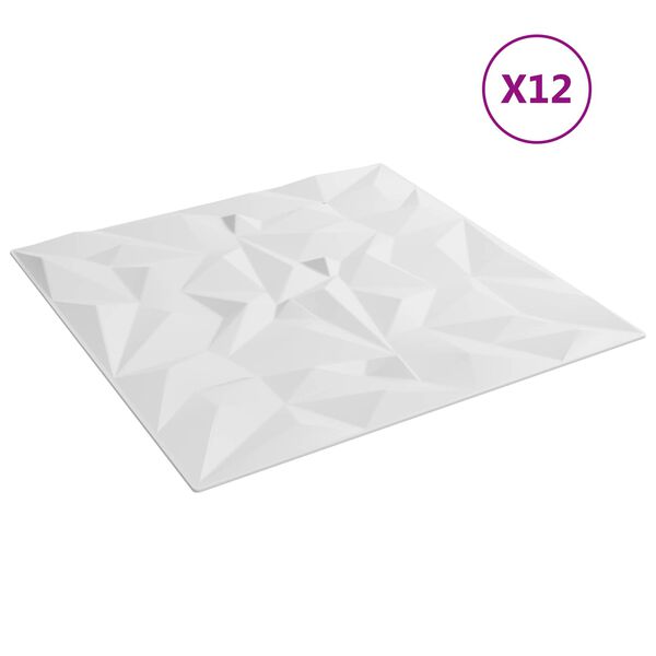 vidaXL Стенни панели 12 pcs Бял 50 x 50 cm XPS Пяна