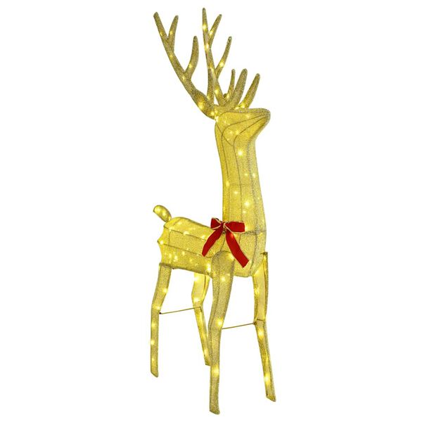 vidaXL Дядо Коледа, който дърпа шейна Топло бяло текстил