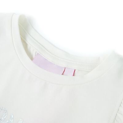 Детска тениска с къдрави ръкави, бяла, 116