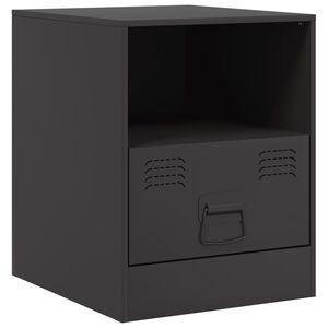 vidaXL Нощно шкафче, черно, 34,5x39x44 см, стомана