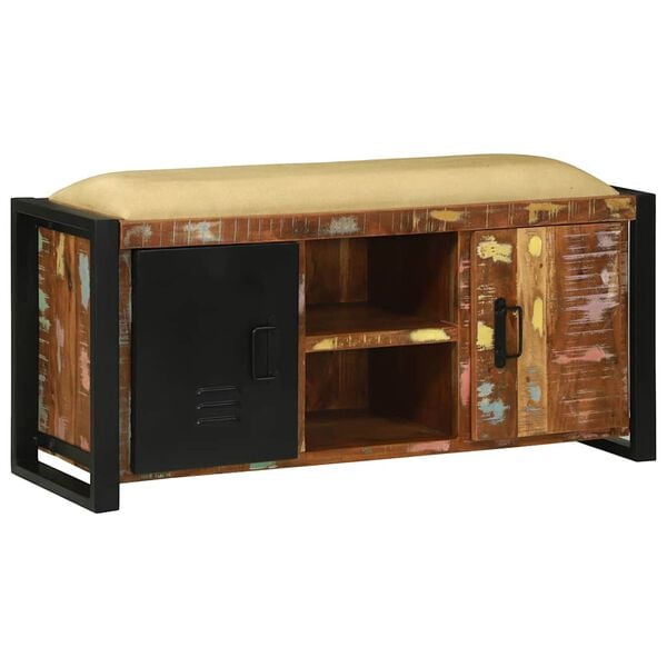 vidaXL Бенч Кабинет Многоцветен Масивна регенерирана дървесина