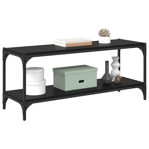 vidaXL ТВ шкаф Черния дъб 100x33x41см Инженерна дървесина и желязо