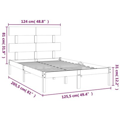 vidaXL Рамка за легло, дърво масив, 120х200 см