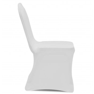 vidaXL Покривни калъфи за столове, 100 бр, еластични, бели