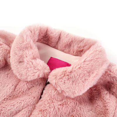 Детско палто от изкуствен косъм, розово, 92
