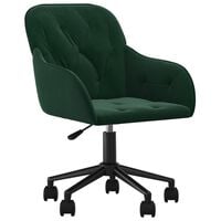 vidaXL Въртящ се офис стол, тъмнозелен, кадифе