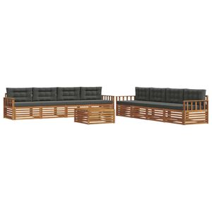 vidaXL Комплект дивани за открито 9 pcs Натурален и Антрацит